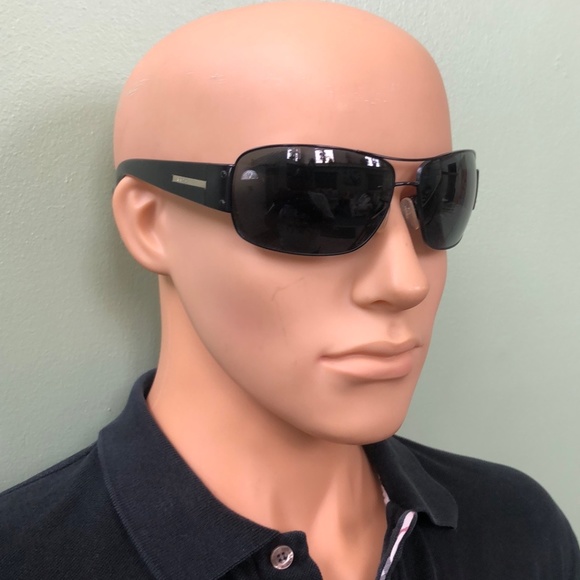 Prada Aviator Sunglasses SPR61G Black / Silver Italy - Picture 5 of 10